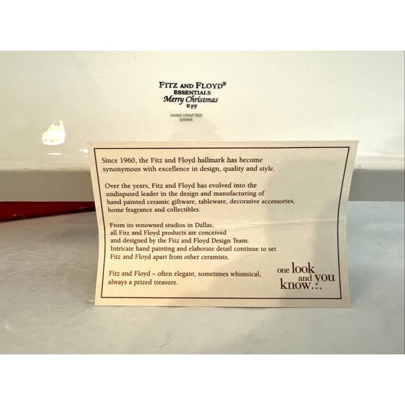 Fitz and Floyd Merry Christmas Serving Tray 12" x 4.5" Hand Painted New In Box - Picture 5 of 5